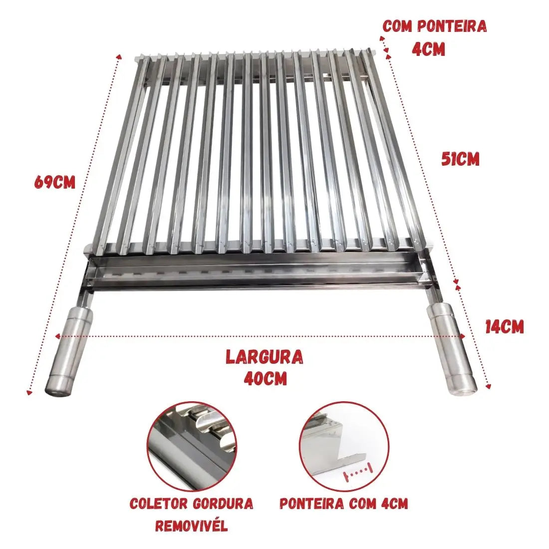 Parrilla Argentina Inox Picaneira Grill 50x40