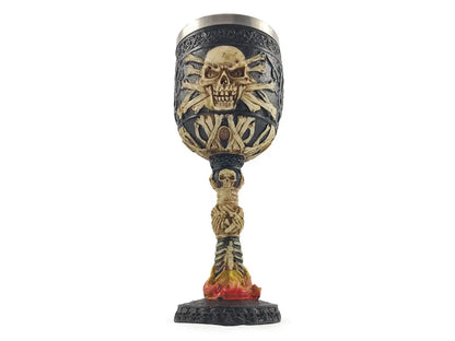 Cálice de aço inoxidável e resina crânio medieval pirata crânio rock colecionável 200 ml